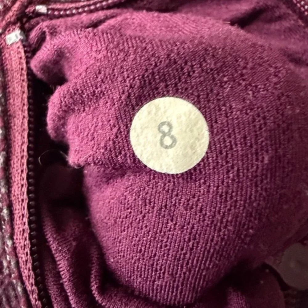 Lululemon Stride Hoodie Jacket Mini Check Pique Heathered Plum Size 8‎